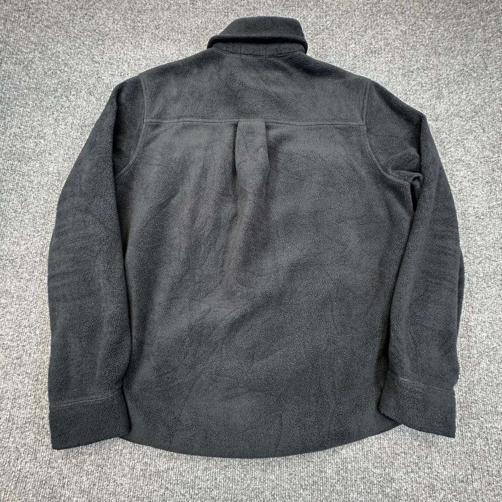 True Religion Fleece Shirt Jacket Mens Medium Black Snap Front Shacket Horseshoe